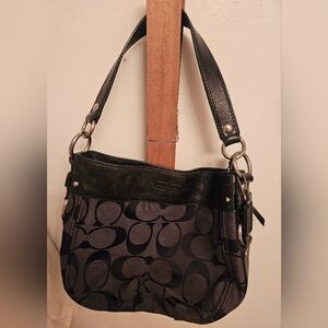 Coach Black and Charcoal Signature Shoulder Bag
